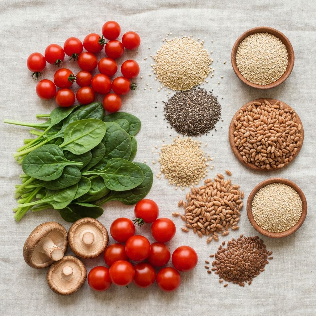 Nutrient-dense foods flat lay